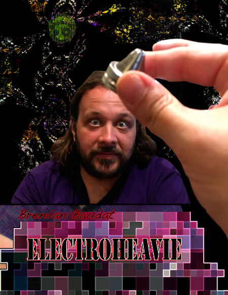 Portrait of the artist featuring: a vinegar lid hat, words, and manipulation in post.